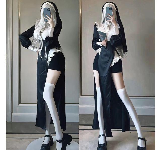 Nun Lingerie Costume / Long Full Wig / Set Product Image