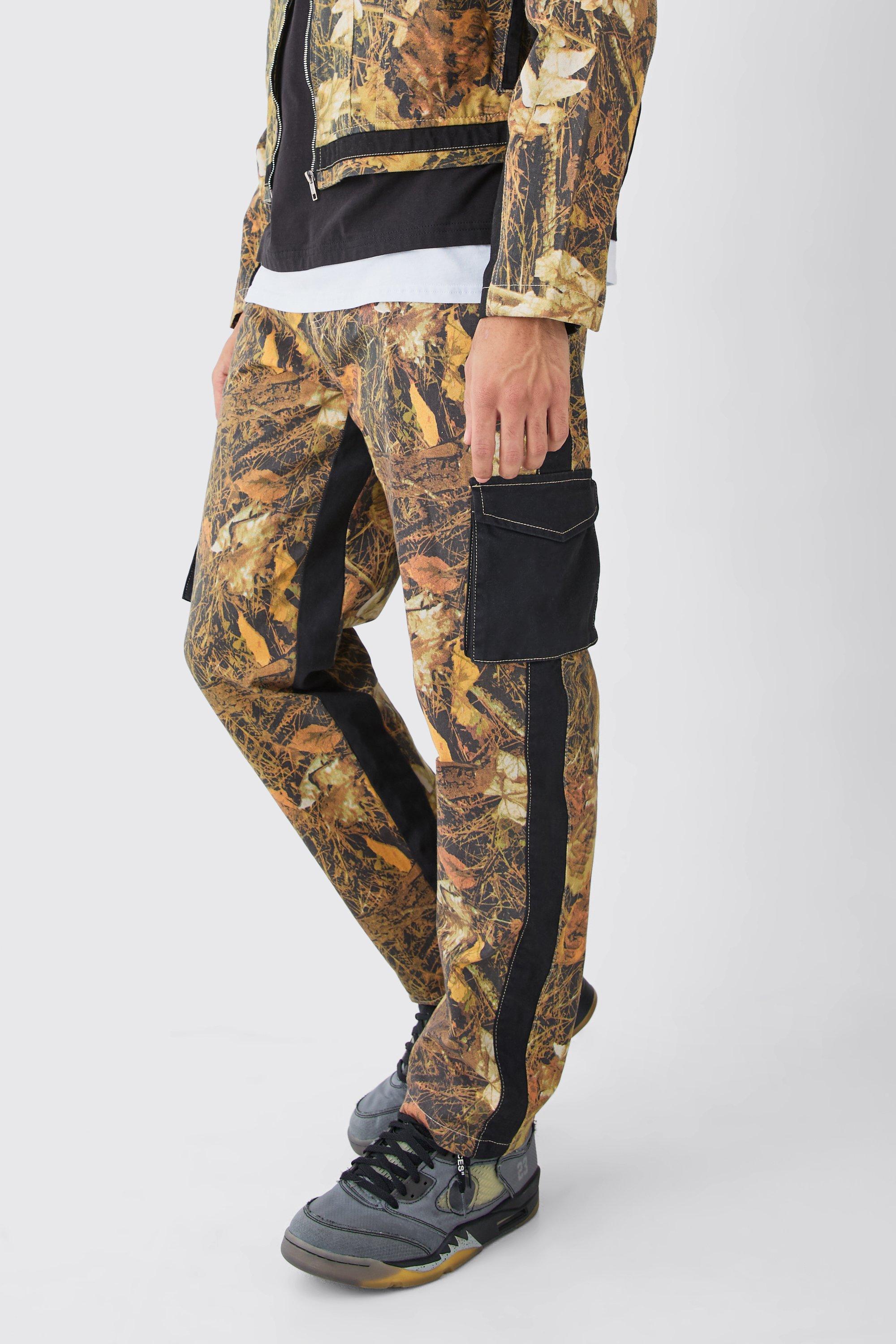 Fixed Waist Straight Leg Twill Camo Pants | boohooMAN USA Product Image