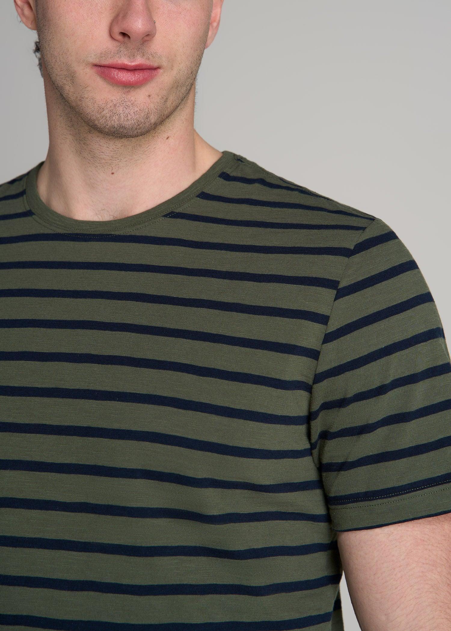 REGULAR-FIT Striped Tee in Dark Green and Navy Stripe - Men's Tall T-shirt Male Product Image