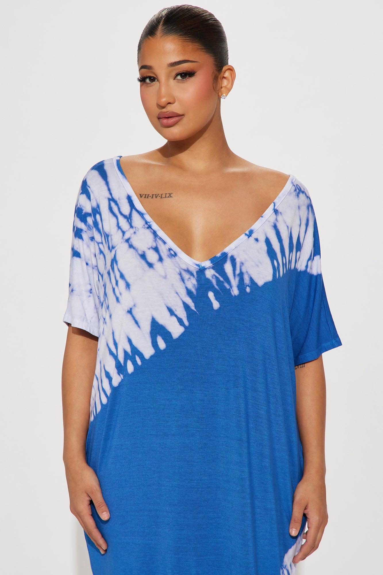 Delilah Tie Dye Maxi Dress - Blue Product Image