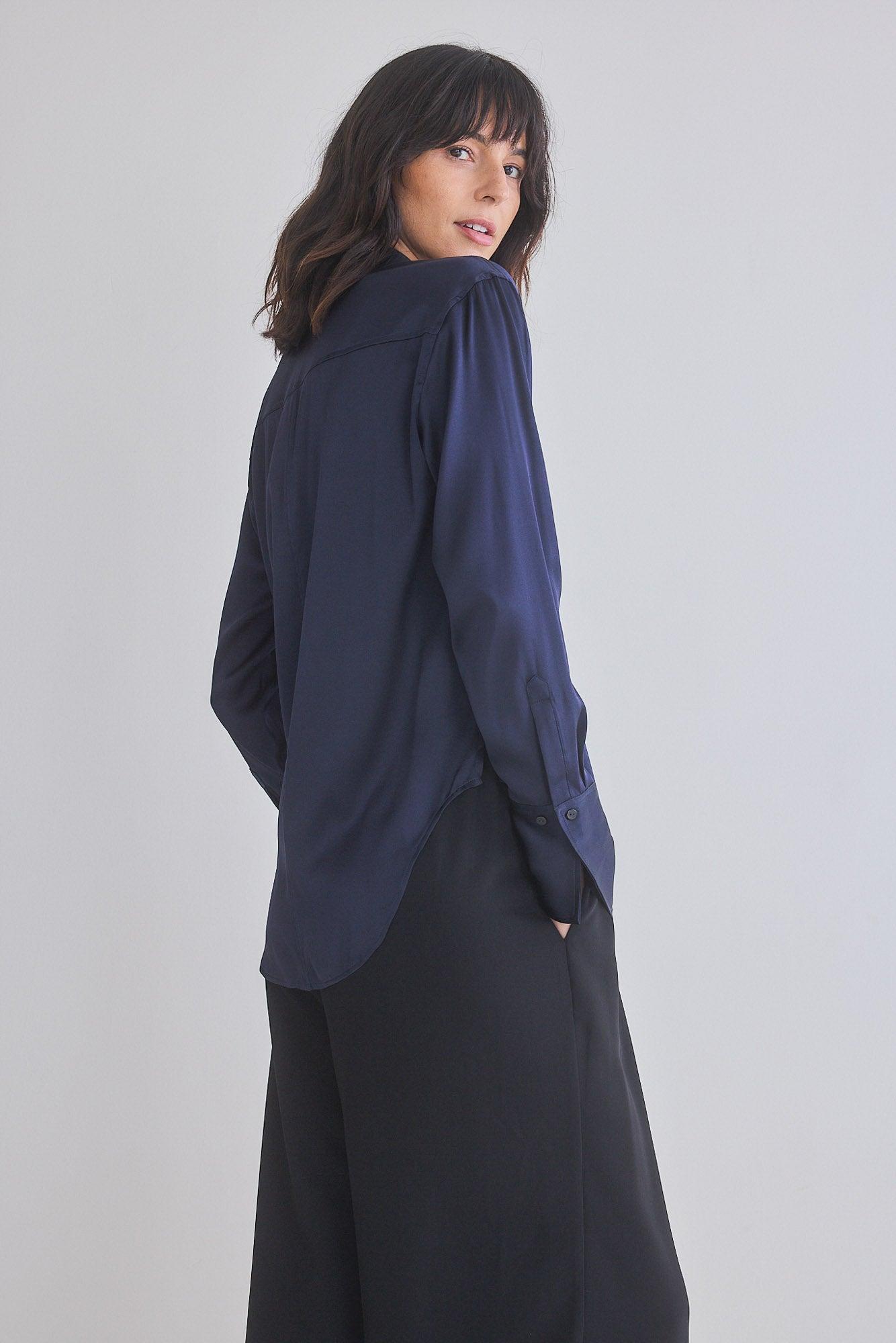 Shift Your Gaze Silk Button Down Blouse Product Image