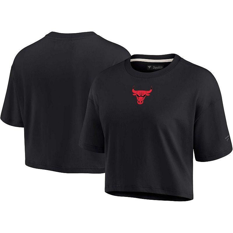 Womens Fanatics Signature Black Chicago Bulls Super Soft Boxy Cropped T-Shirt Product Image