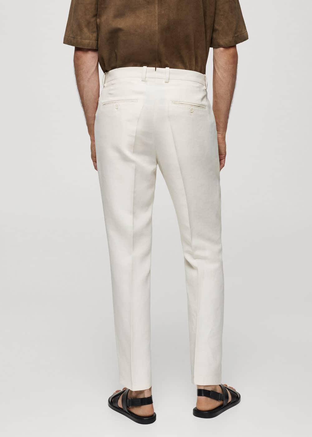 MANGO MAN - Linen pants slim fit darts ecruMen Product Image