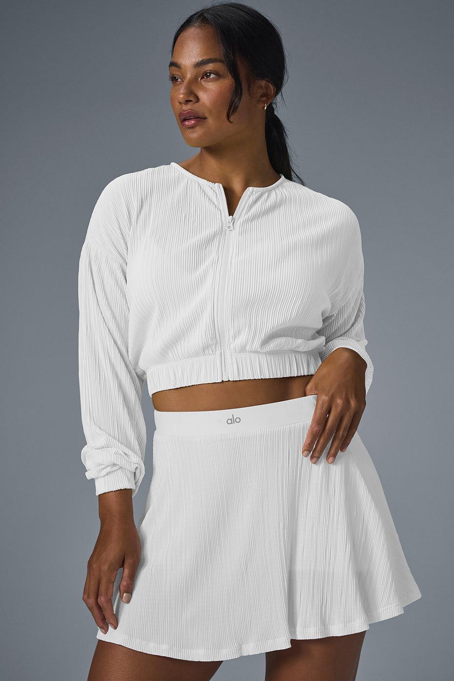 Micro Plisse Tennis Skirt - White Female Product Image