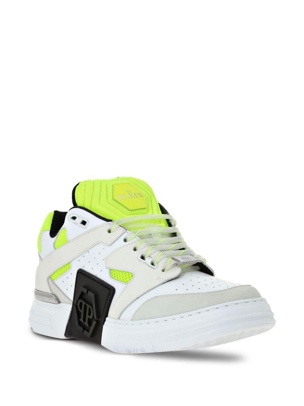 Panelled Leather Sneakers In 白色 Product Image