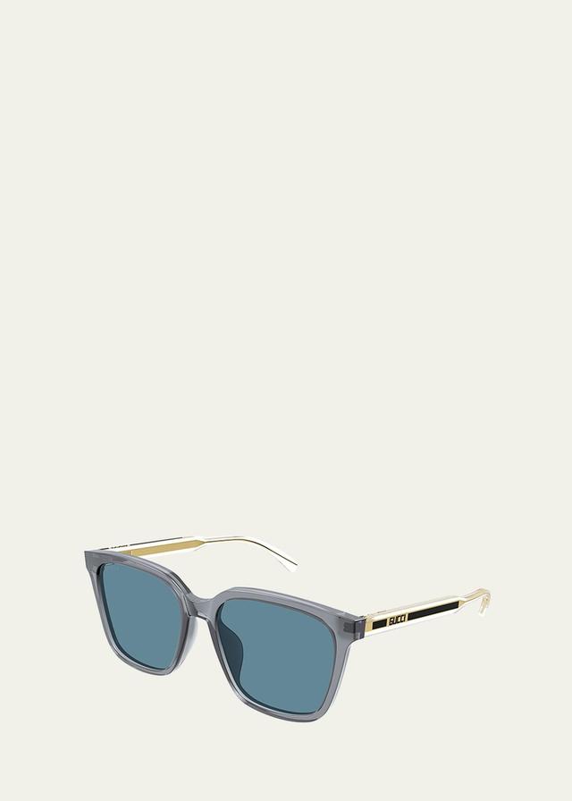 Gucci Men's Temple-Logo Rectangle Sunglasses - SHINY BLACK Product Image