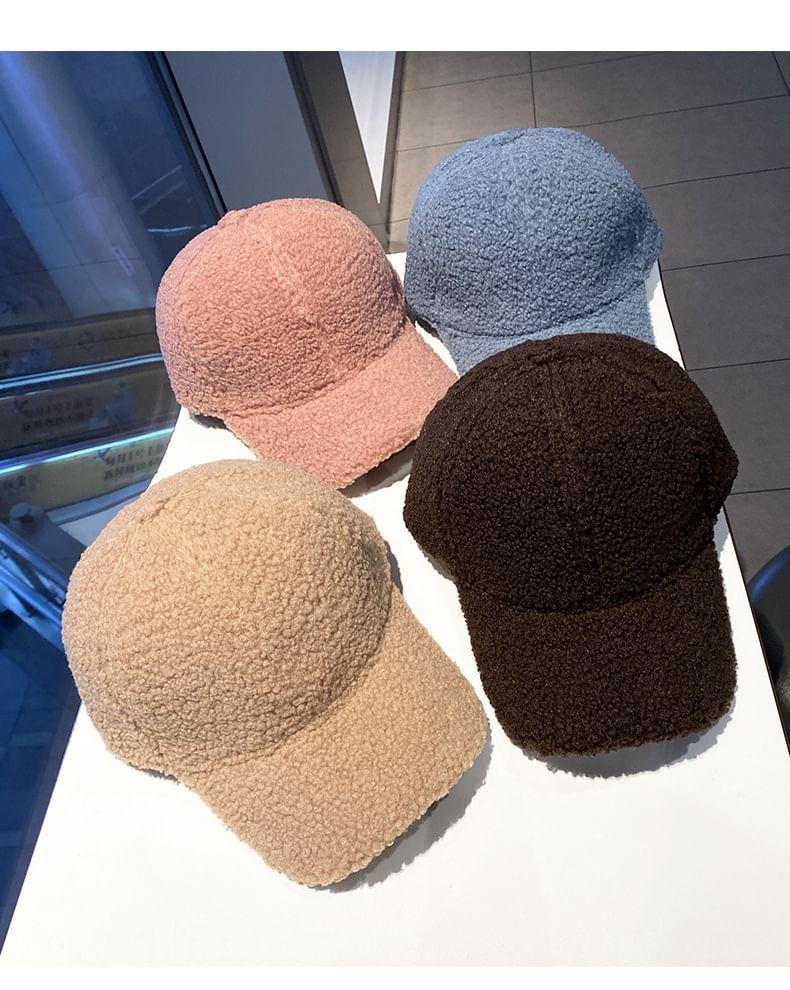 Plain  Faux Shearling Baseball Cap Product Image