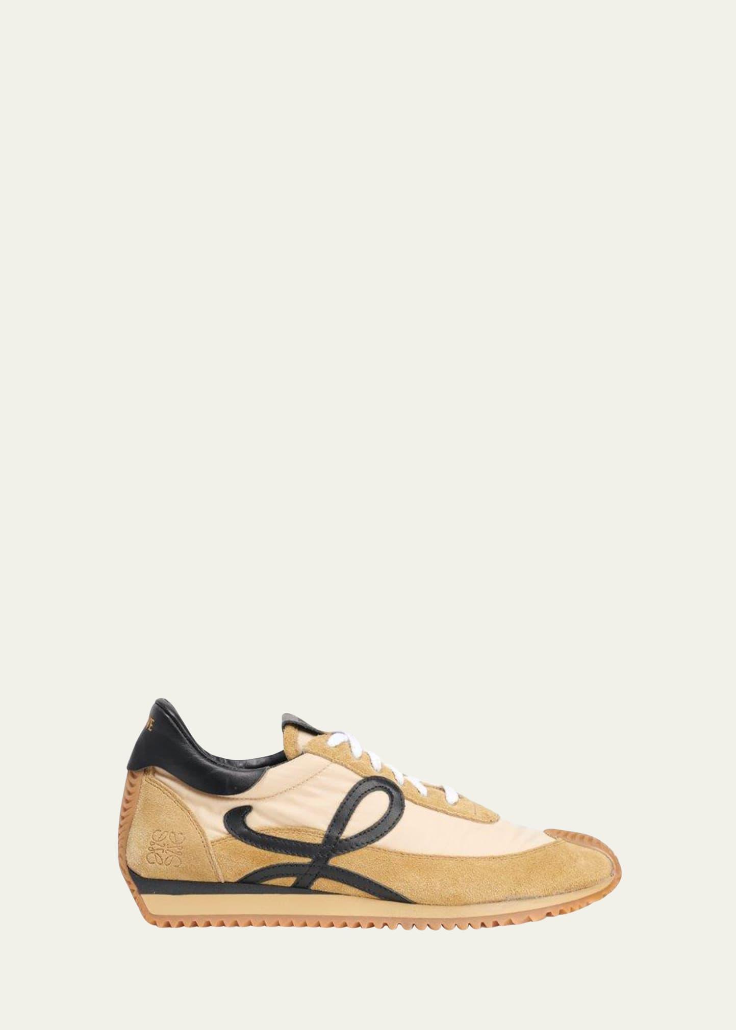 Loewe - Flow Runner Nylon And Suede Trainers - Mens - Beige Product Image