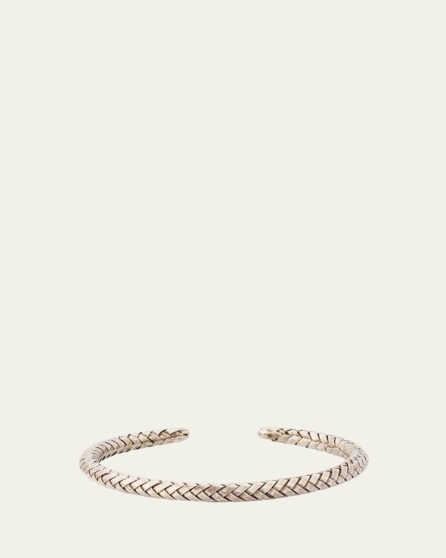 Mens Braided Sterling Silver Cuff Bracelet Product Image