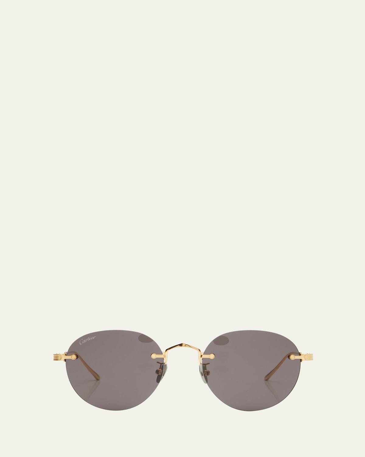 Mens Round Rimless Metal Sunglasses Product Image