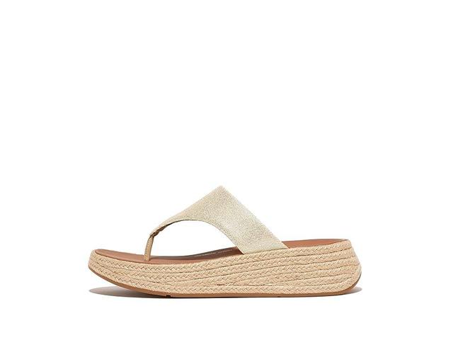 FitFlop F-Mode Espadrille Glitz-Canvas Flatform Toe-Thongs (Ivory) Women's Sandals Product Image