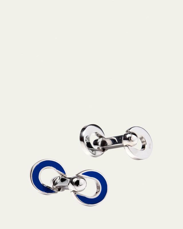 Mens Horseshoe Sterling Silver & Enamel Cufflinks Product Image