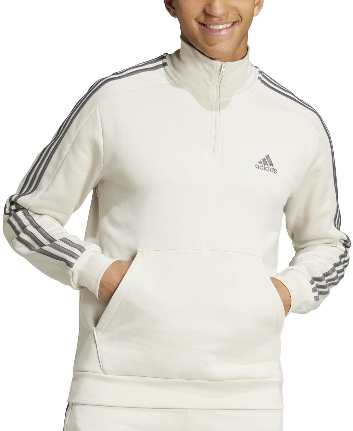 adidas Mens Quarter-Zip Stripe Logo Sweatshirt - Alumina /Blk Product Image