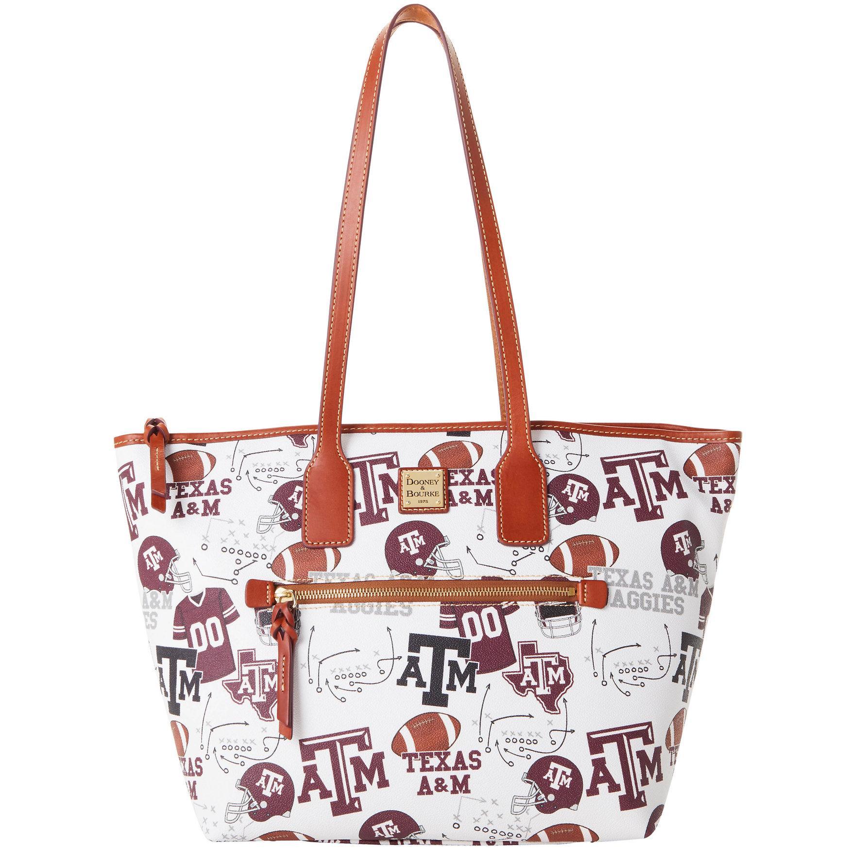 Dooney & Bourke Womens Collegiate Texas Achr(38)M University Coated Cotton Tote Shopping Bag in White Multi Product Image