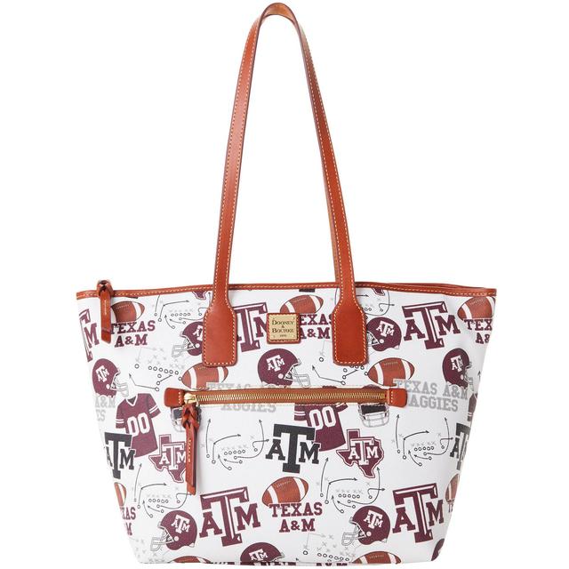 Dooney & Bourke Womens Collegiate Texas Achr(38)M University Coated Cotton Tote Shopping Bag in White Multi Product Image