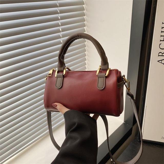 Top Handle Faux Leather Crossbody Bag Product Image