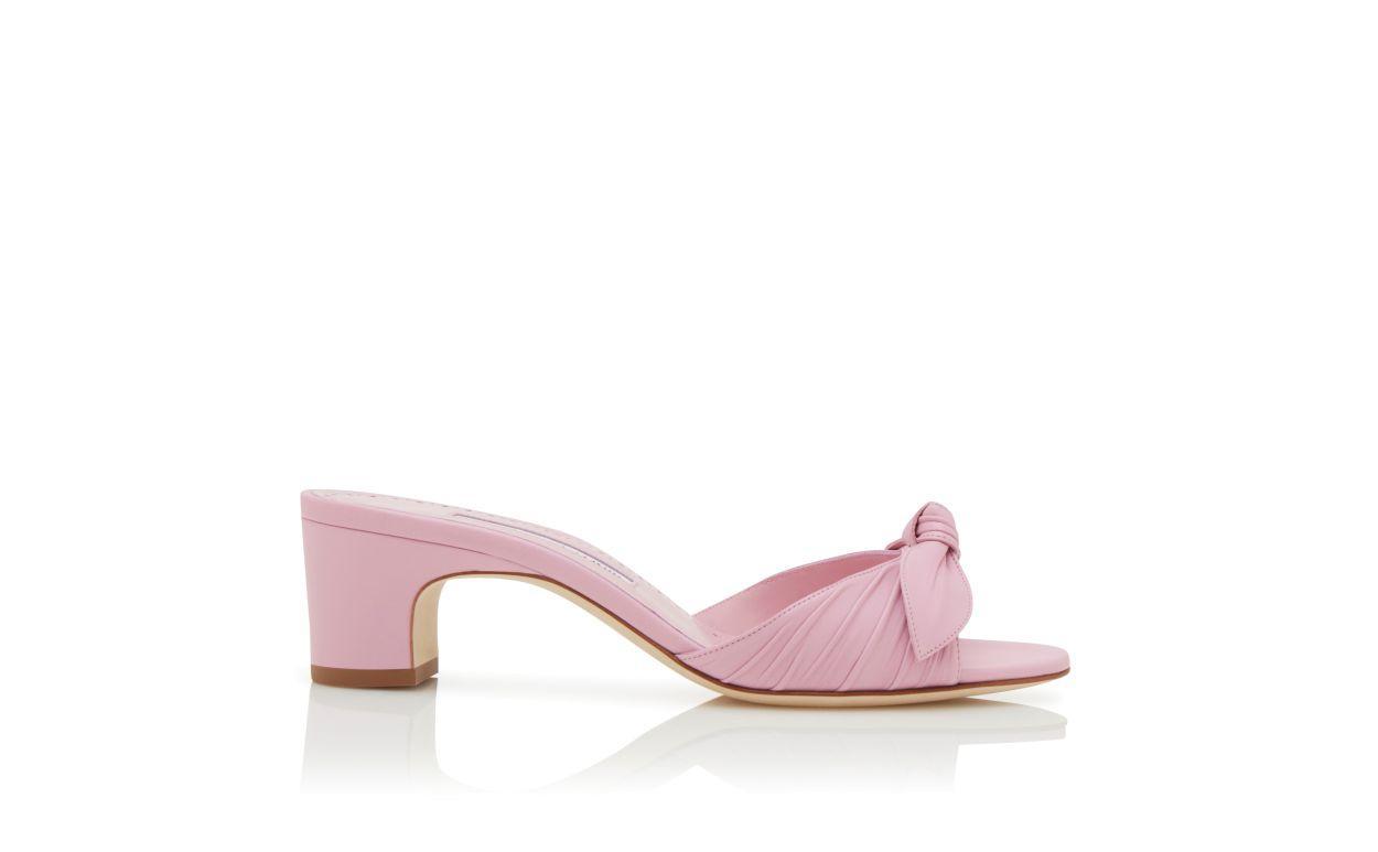 LOLLOSO Light Purple Nappa Leather Bow Detail Mules Product Image