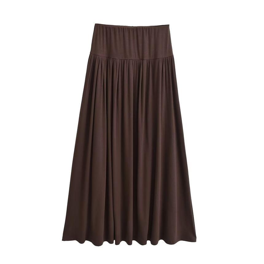 Elastic Waist Maxi A-Line Skirt Product Image