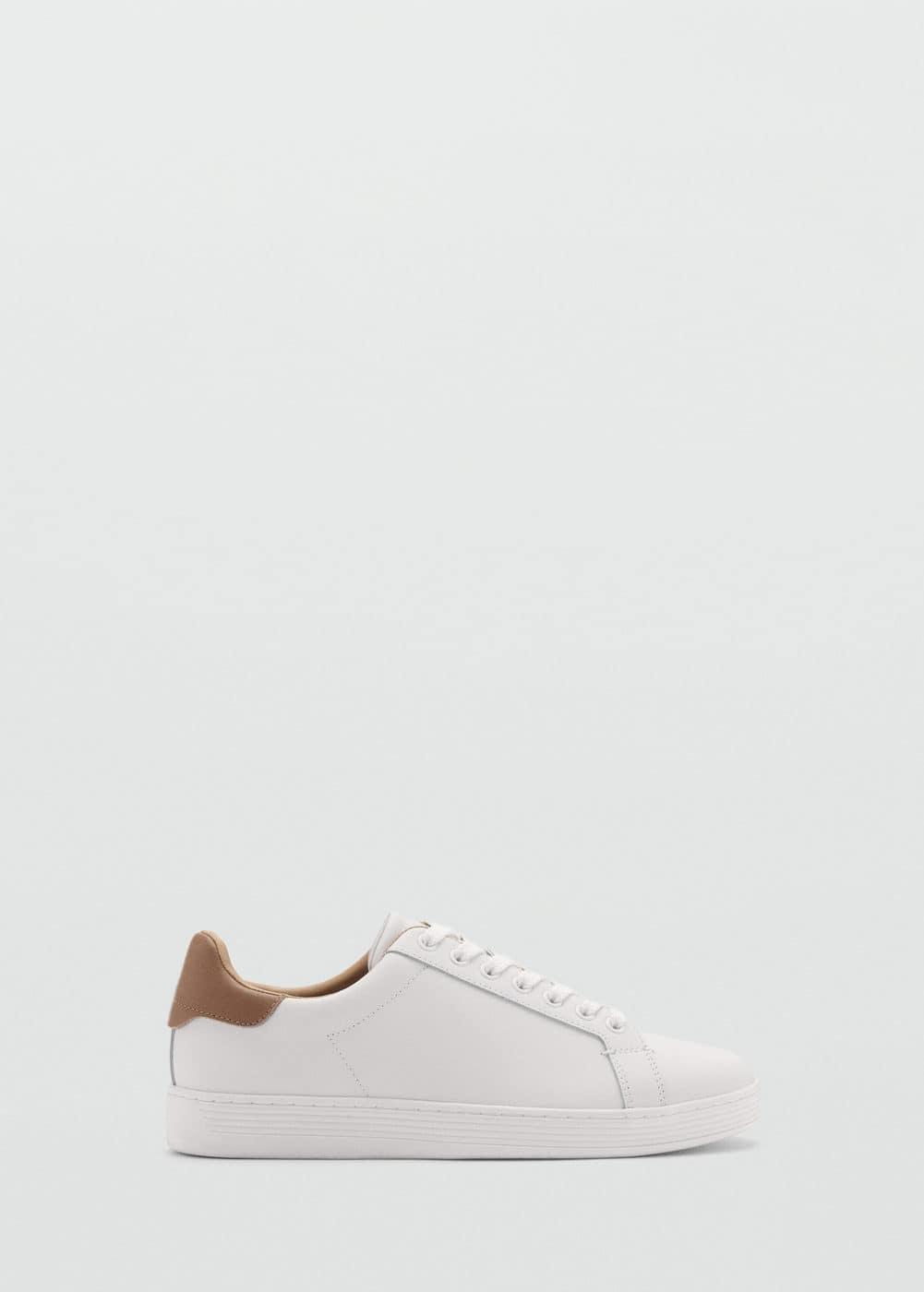 MANGO MAN - Contrasting panel leather sneakers whiteMen Product Image