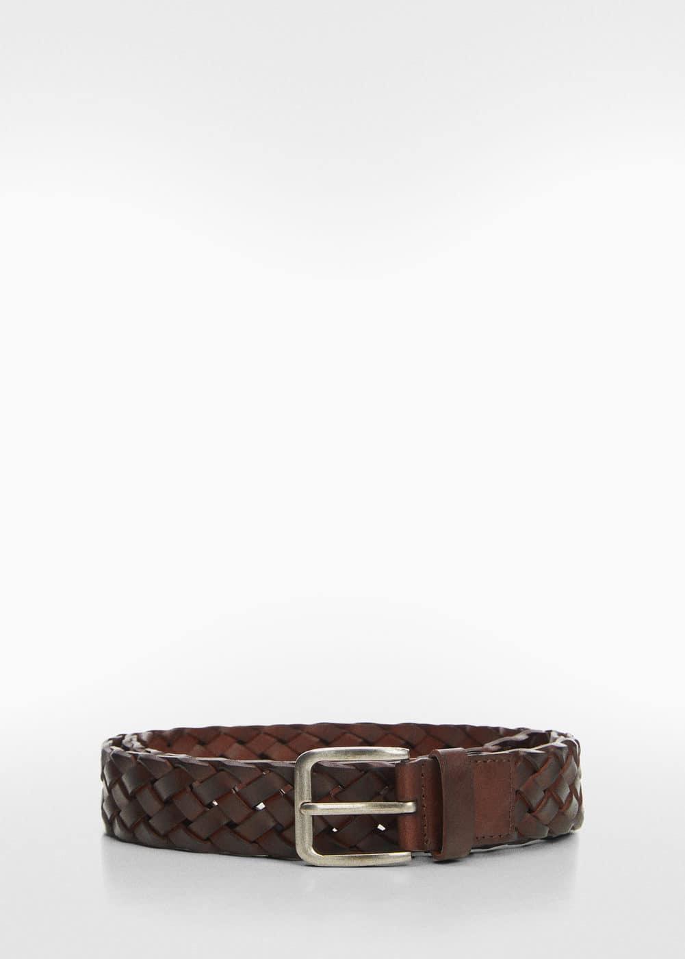 MANGO MAN - Braided leather belt brownMen Product Image