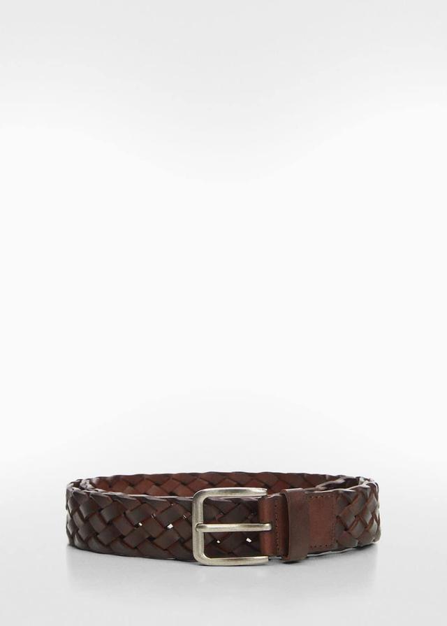 MANGO MAN - Braided leather belt brownMen Product Image