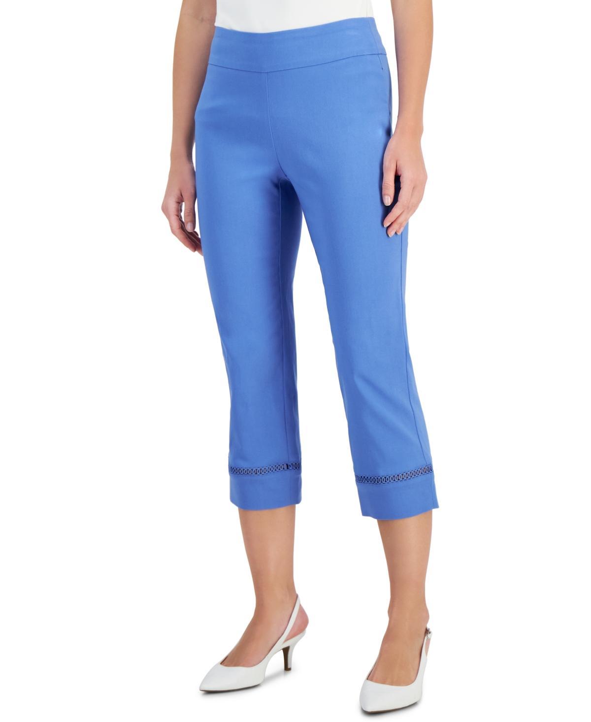 Women's Woven Lace-Trim Capri Pull-On Pants, Created for Macy's Product Image