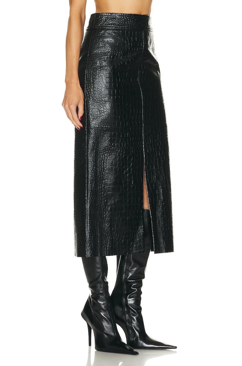 Helmut Lang Leather Midi Skirt Black. (also in ). Product Image