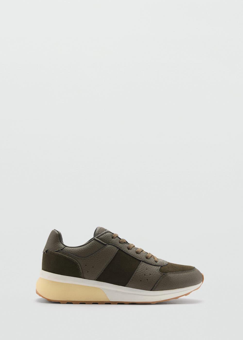 Mango Mens Leather Mixed Sneakers Product Image