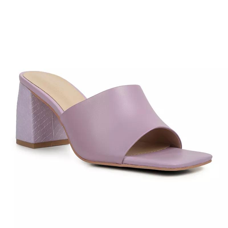 Rag & Co Womens Block Heel Leather Sandals Purple Product Image