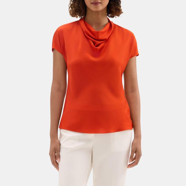 Silk Georgette Short-Sleeve Cowl Top | Theory Outlet Product Image