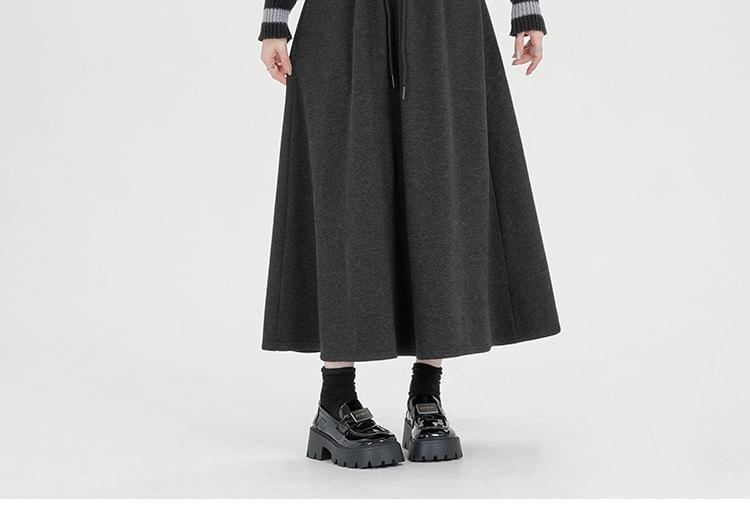 High Rise Plain Midi A-Line Skirt Product Image