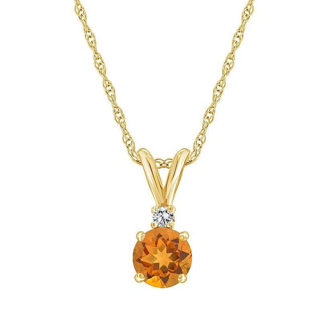 Citrine (3/4 ct.t.w) and Diamond Accent Pendant Necklace in 14K Yellow Gold Product Image