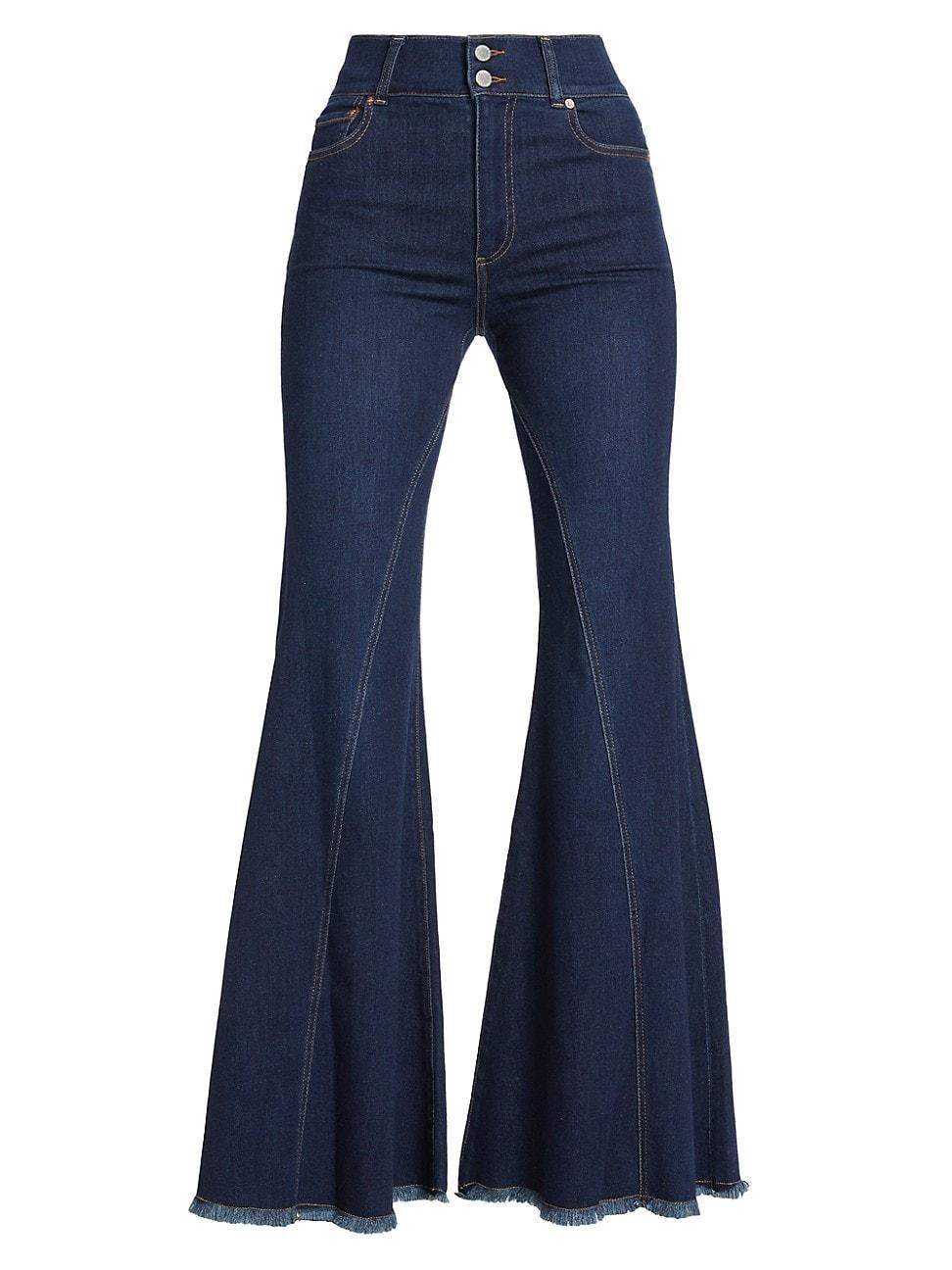 Alice + Olivia High Waist Ruffle Flare Leg Jeans Product Image