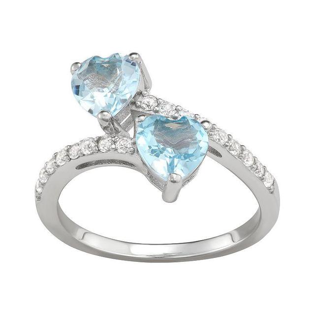 Gemstone Heart Bypass Ring, Womens Blue Topaz Product Image