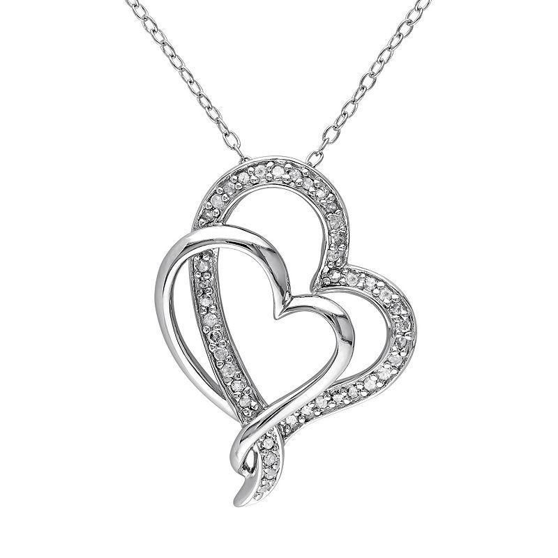 Stella Grace 1/4 Carat T.W. Diamond Sterling Silver Heart Pendant Necklace, Womens White Product Image