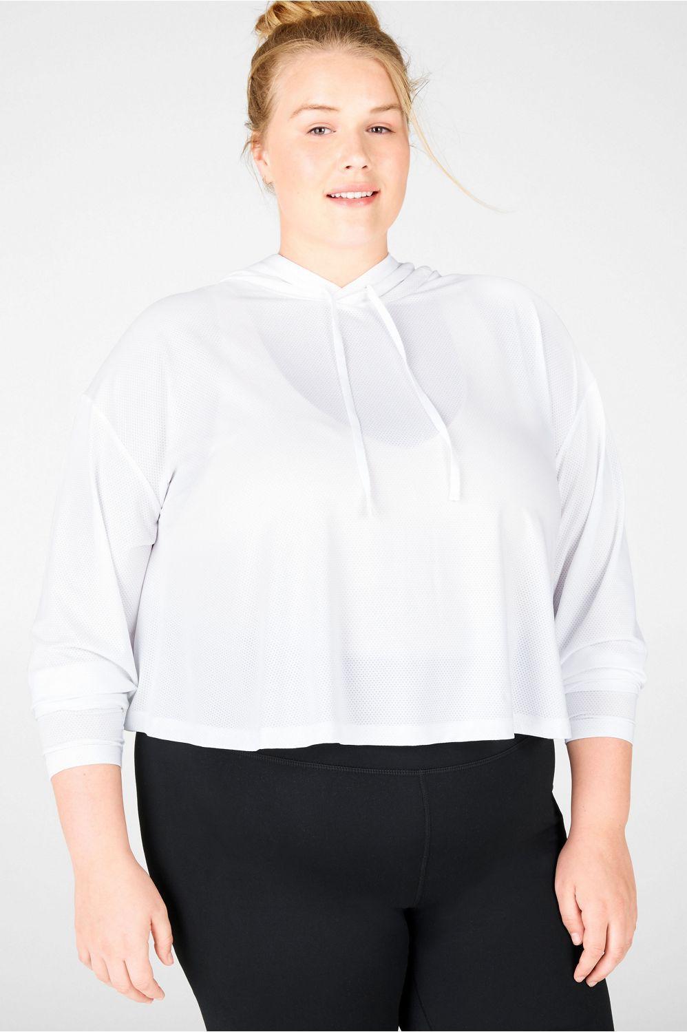 Fabletics Kaia Cropped Hoodie Womens white plus Size 4X Product Image