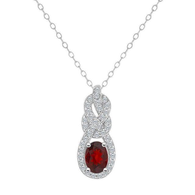 Celebration Gems Sterling Silver Garnet & White Topaz Accent Pendant Necklace, Womens Red Product Image