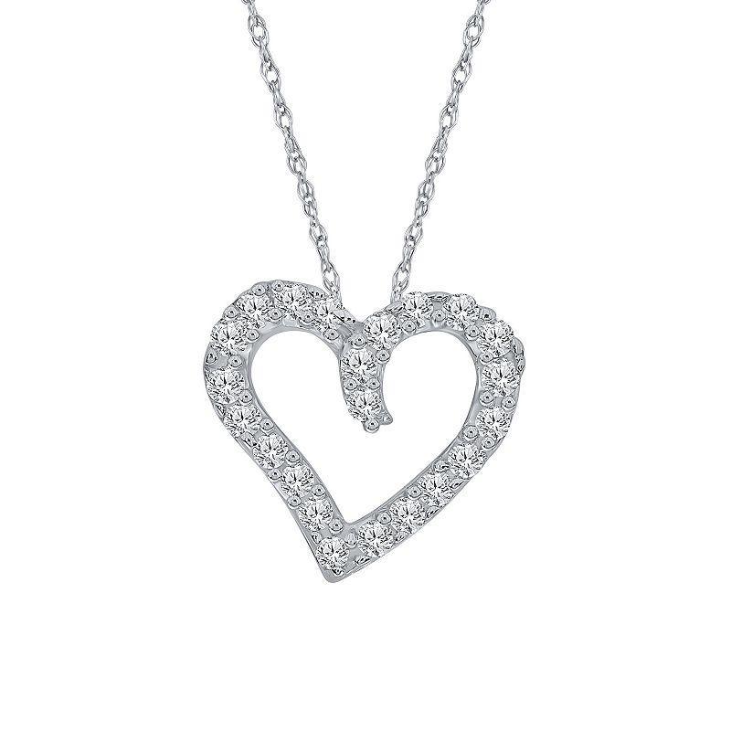 Irena Park 10K White Gold 1/10 Carat T.W. Diamond Heart Pendant Necklace, Womens Product Image