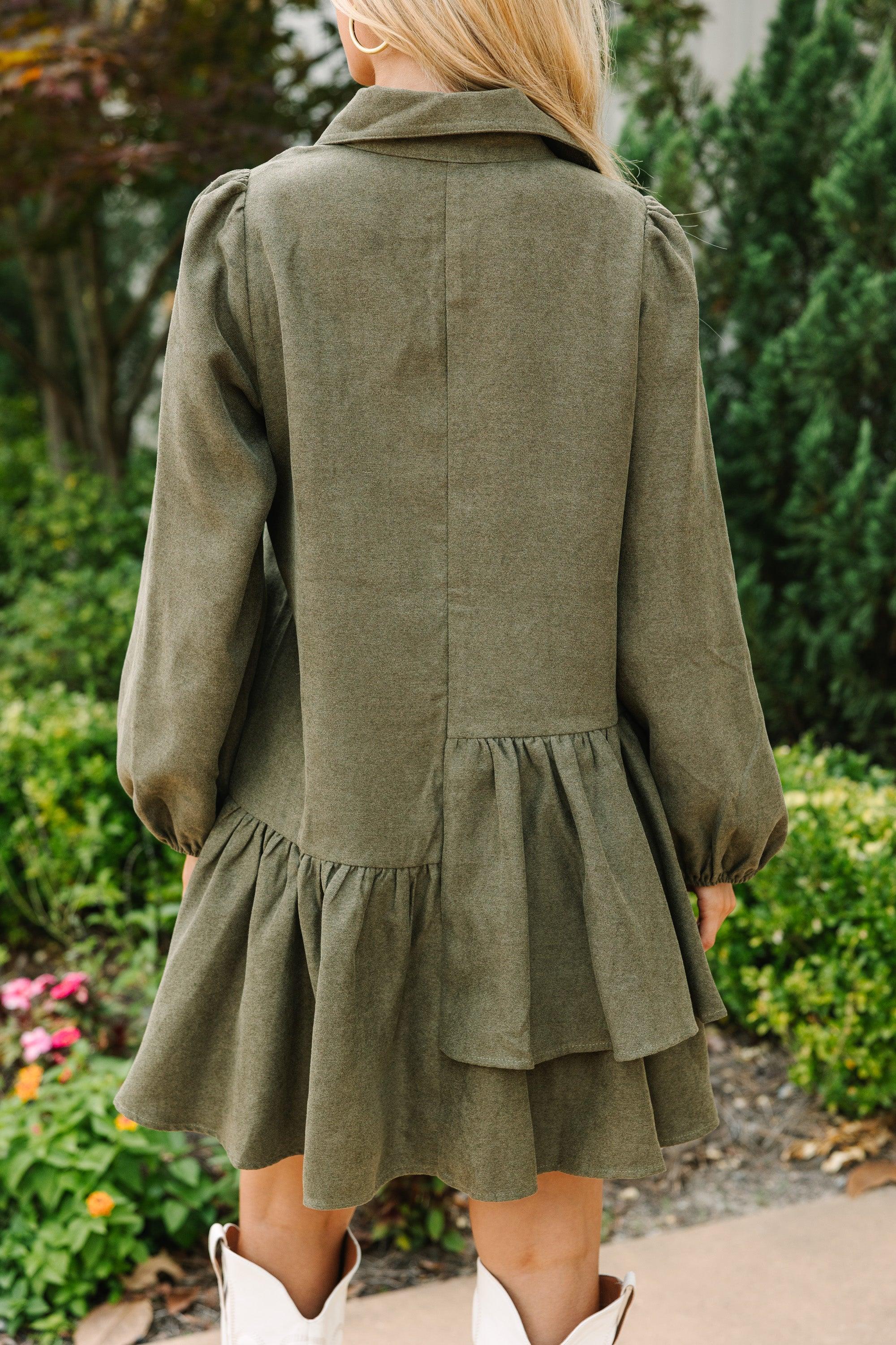 It's Your Place Olive Green Button Down Dress Female Product Image