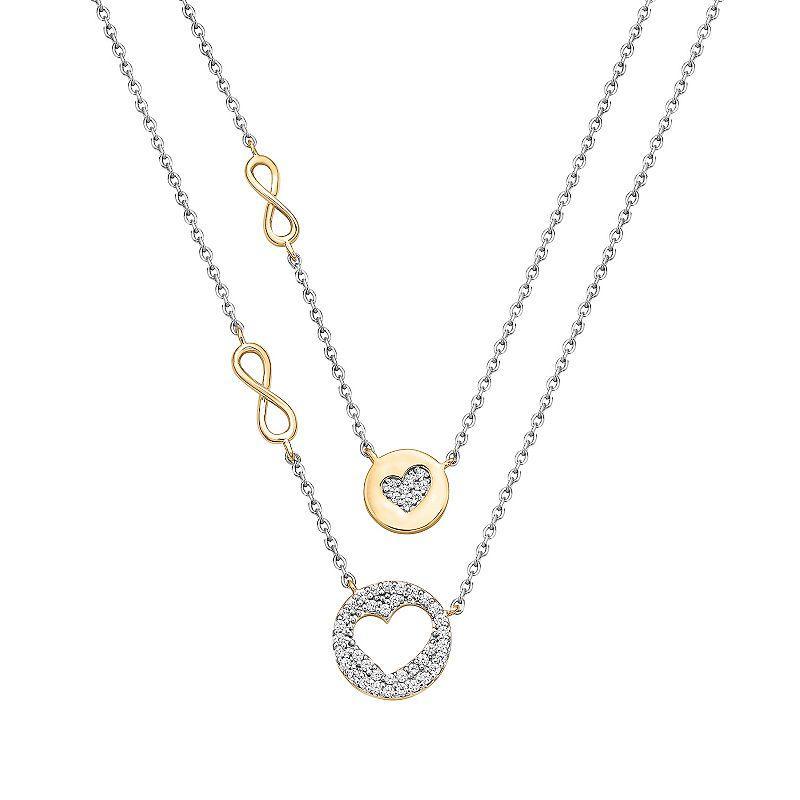 Irena Park 1/5 Carat T.W. Diamond Gold Tone Heart Charm Mother & Daughter Necklace Duo Set, Womens Product Image