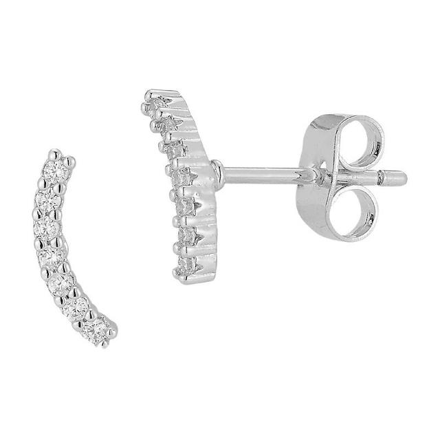 Cubic Zirconia Crescent Stud Earrings, Womens, Silver Tone Product Image