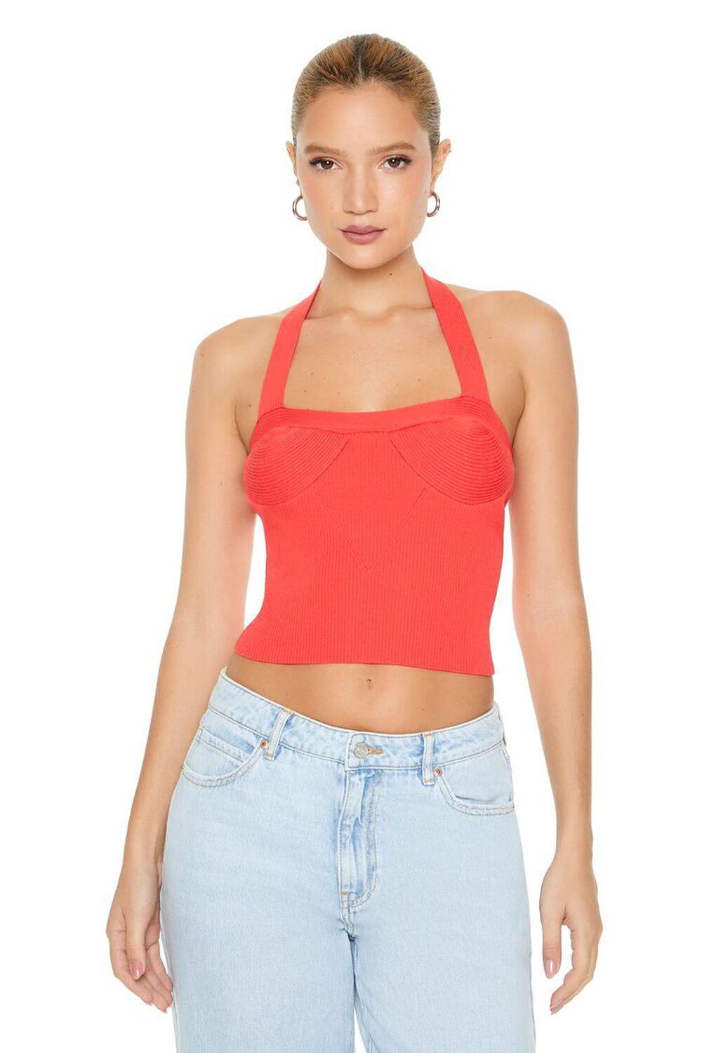 Sweater-Knit Bustier Halter Top | Forever 21 product image