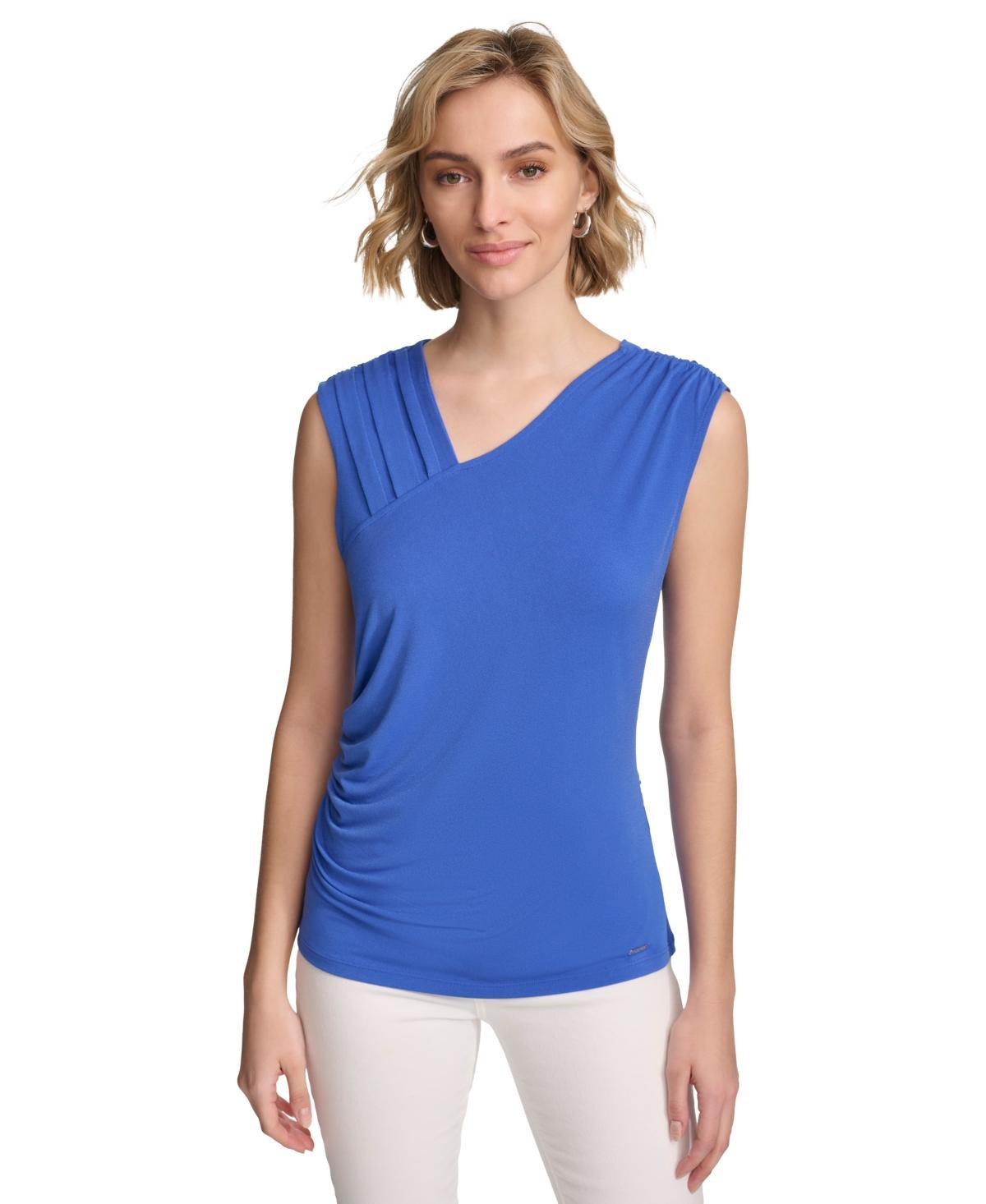 Calvin Klein Womens Asymmetrical-Neck Sleeveless Top Product Image