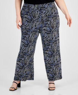 Plus Size High-Rise Pull-On Wide-Leg Pants Product Image