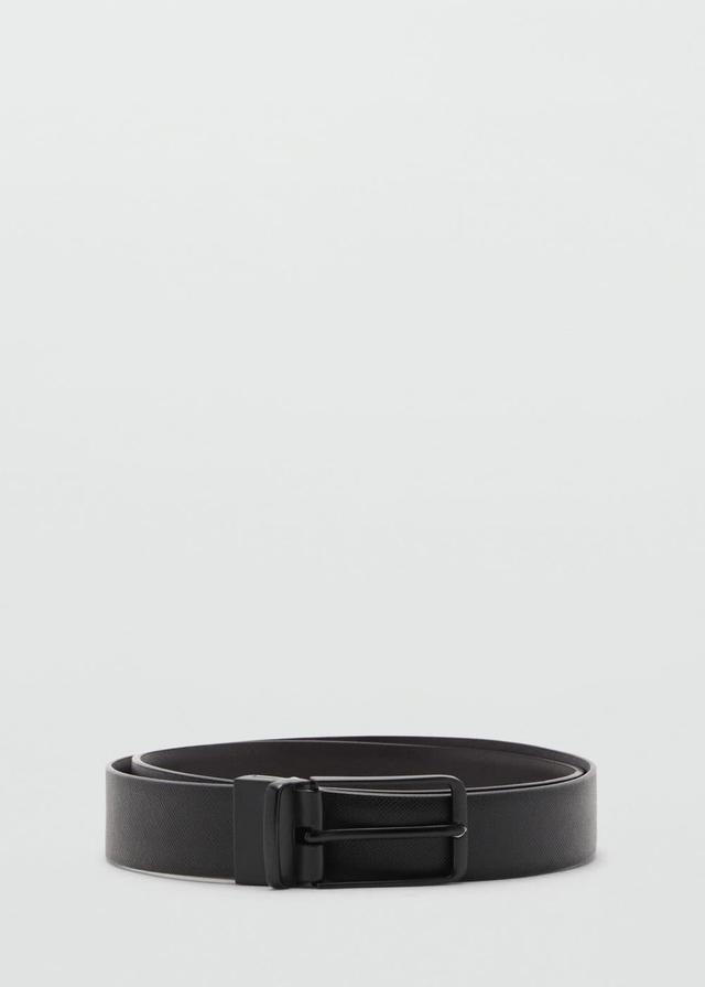 MANGO MAN - Saffiano leather belt blackMen Product Image