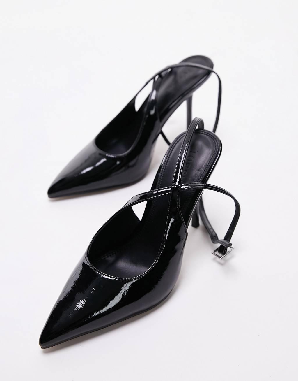 Topshop Eliza sling back heeled pumps in black  Product Image