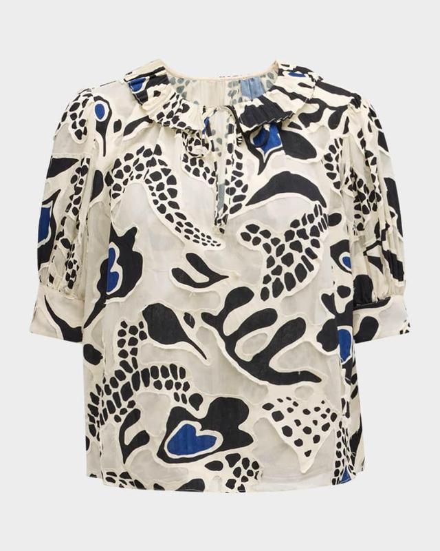 Marcella Printed Puff-Sleeve Top  Product Image