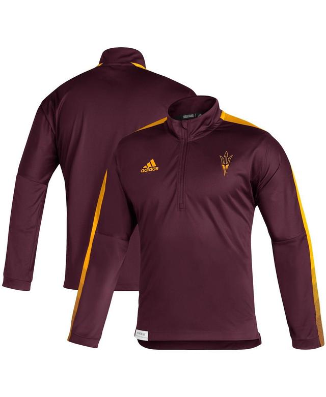 Mens adidas Maroon Arizona State Sun Devils 2021 Sideline Primeblue Quarter-Zip Jacket Product Image