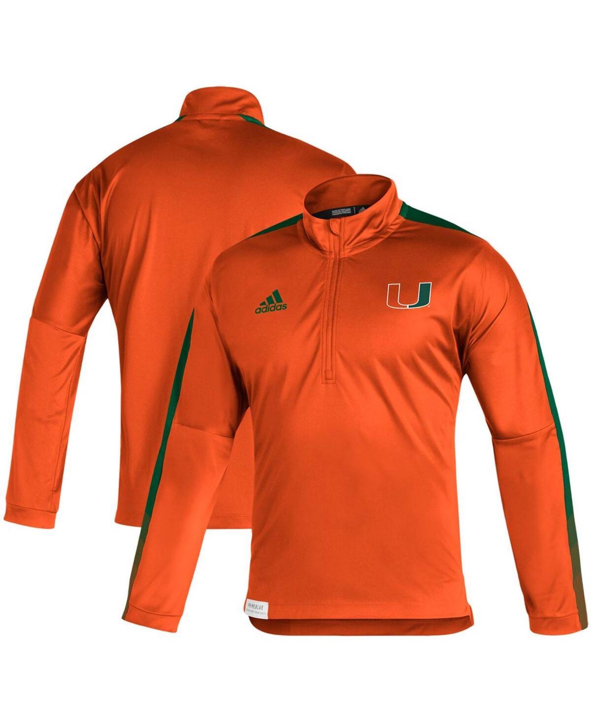 Mens adidas Miami Hurricanes 2021 Sideline Primeblue Quarter-Zip Jacket Product Image