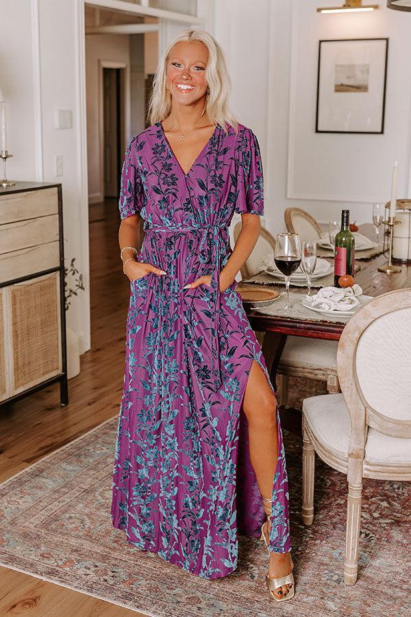 Courtyard Kisses Velvet Burnout Maxi Dress Product Image